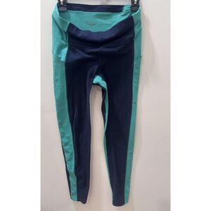 Athleta Womens Compression Leggings Medium T High Waist Blue Green Pockets